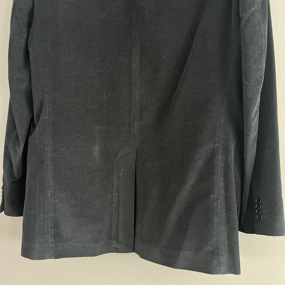 Di Quattro Mens Corduroy Sport Blazer Jacket 100% Cotton Preppy Black Sz 42R